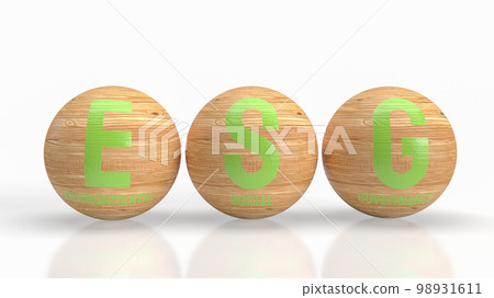 The green esg on wood ball for eco or environment concept 3d rendering The green esg on wood ball for eco or environment concept 3d rendering 98931611
