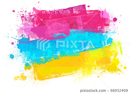 油漆材料塗成粉紅色、淺藍色和黃色 油漆材料塗成粉紅色、淺藍色和黃色 98932409