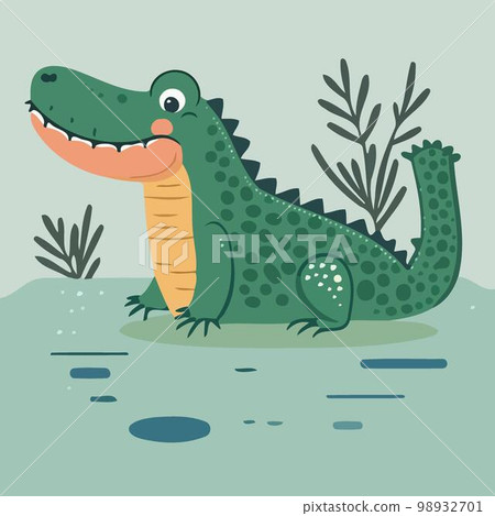 cute crocodile reptile animal body 98932701