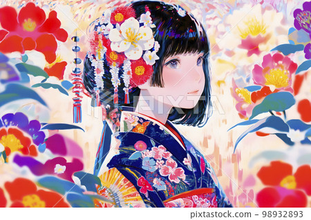 A woman who looks good in a glossy kimono Illustration "AI-generated image" A woman who looks good in a glossy kimono Illustration "AI-generated image" 98932893