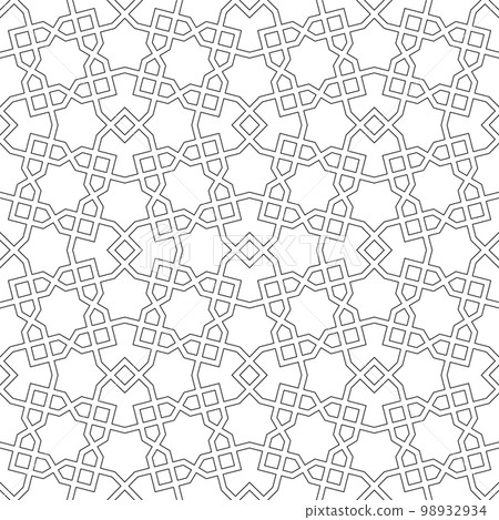 Seamless geometric ornament based on traditional islamic art. Black and white. Seamless geometric ornament based on traditional islamic art. Black and white. 98932934