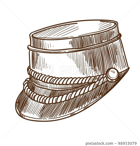 Bellboy hat isolated sketch headdress uniform element 98933079