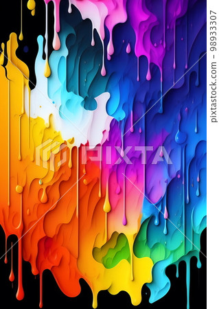 Paint art dripping water droplets 98933307