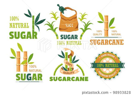 Sugar cane product sweet condiment isolated icons Sugar cane product sweet condiment isolated icons 98933828