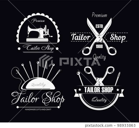 Sewing tools tailor shop isolated icons tailoring and repairing 98933863