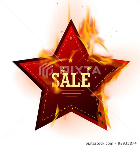 Discount hot sale isolated star icon in flame tag 98933874