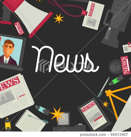 Television news and mass media production equipment frame Television news and mass media production equipment frame 98933907