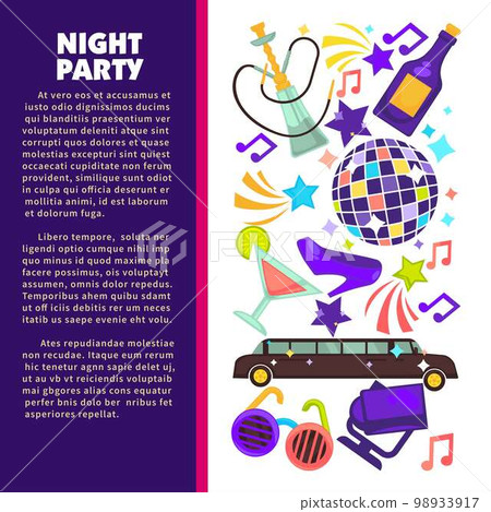 Dance club night party disco ball and limousine Dance club night party disco ball and limousine 98933917