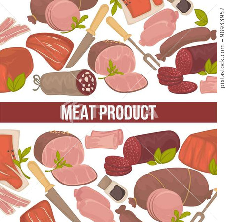 Meat products seamless pattern herbs and spices cutlery Meat products seamless pattern herbs and spices cutlery 98933952