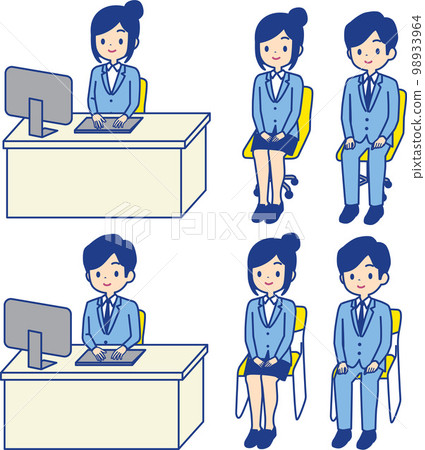 插圖集的男人和女人坐在西裝 插圖集的男人和女人坐在西裝 98933964