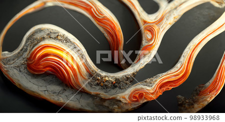 Sedate realistic marco black and red alcohol ink ripples pattern in agate. Sedate realistic marco black and red alcohol ink ripples pattern in agate. 98933968