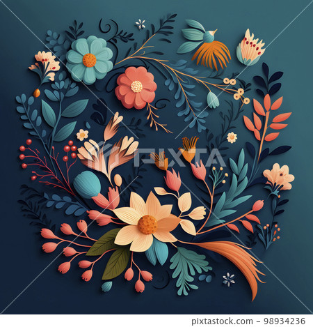 平面設計花卉紋理“人工智能生成圖像” 98934236