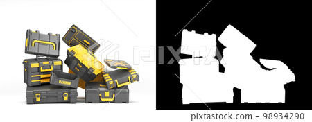 Set of professionsl tools cases 3d render on white with alpha Set of professionsl tools cases 3d render on white with alpha 98934290