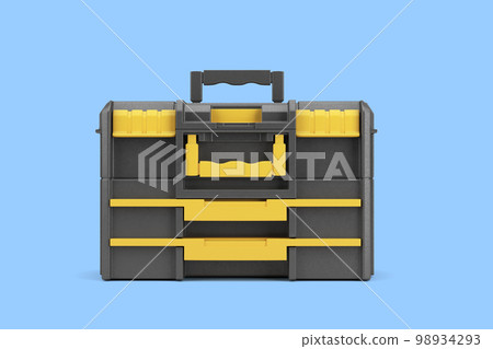 Large professionsl tools case front view 3d render on blue background 98934293