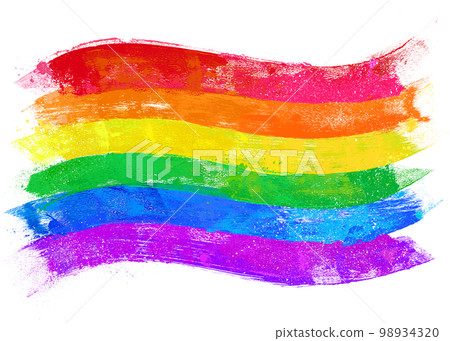 Rainbow brush strokes, abstract flag image 98934320