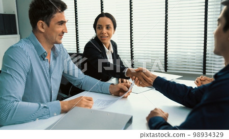 Commercial, agreement deal signed by competent people and shake hands. 98934329