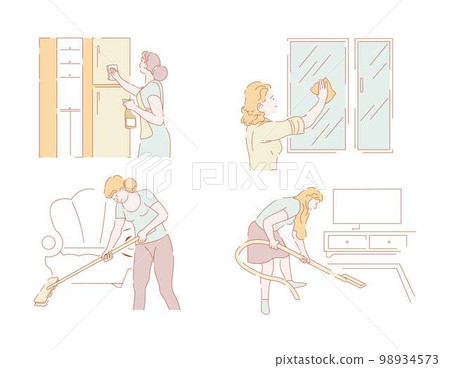 Housewives and housework cleanliness and household hoovering and windows cleaning Housewives and housework cleanliness and household hoovering and windows cleaning 98934573