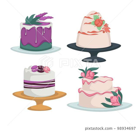 Wedding cakes desserts with flower decor sweet dish Wedding cakes desserts with flower decor sweet dish 98934697