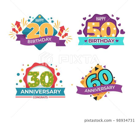Birthday and anniversary isolated greeting icons party celebration Birthday and anniversary isolated greeting icons party celebration 98934731