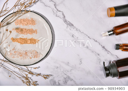 Face powder smear, Shade of natural cosmetics make up, Different tones of organic Face powder smear, Shade of natural cosmetics make up, Different tones of organic 98934903