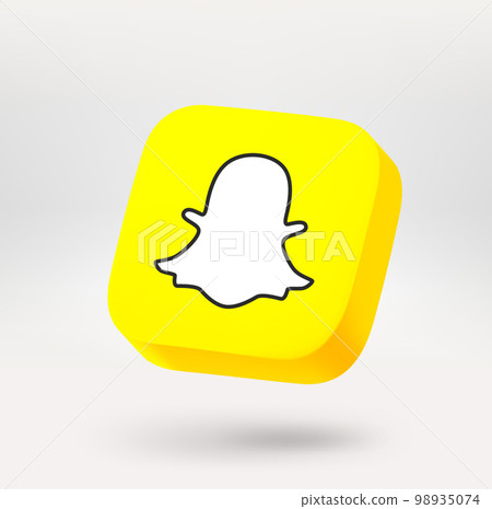 Yellow button with ghost silhouette. 3d vector icon isolated on white background 98935074