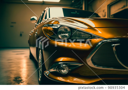 Luxury car park in indoor garage in close up view 98935304