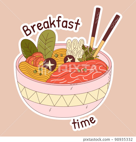 Traditional Japanese food. Asian Shabu-Shabu sticker. Vector illistration 98935332