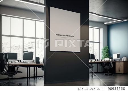 Empty advertising billboard frame on wall in office lobby copy space for mock up 98935368