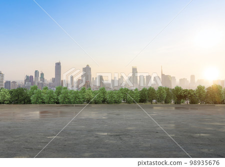 Roof top balcony or patio with green garden on cityscape background Roof top balcony or patio with green garden on cityscape background 98935676