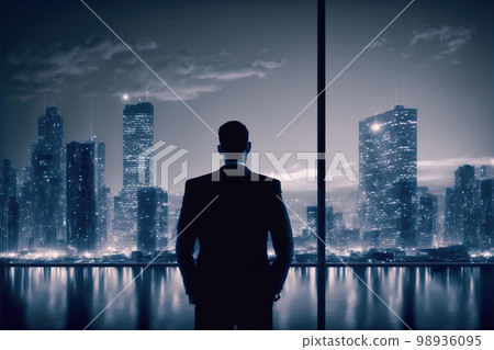 Businessman looking at central business district in concept of business vision 98936095