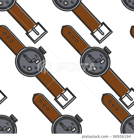 Swiss symbol watch or wrist clock dial and belt seamless pattern 98936194