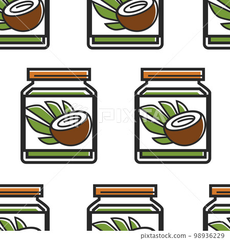 Coconut butter in jar seamless pattern cosmetics and skincare 98936229
