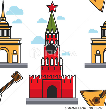 Russian architecture and music seamless pattern Kremlin and Admiralty building Russian architecture and music seamless pattern Kremlin and Admiralty building 98936265