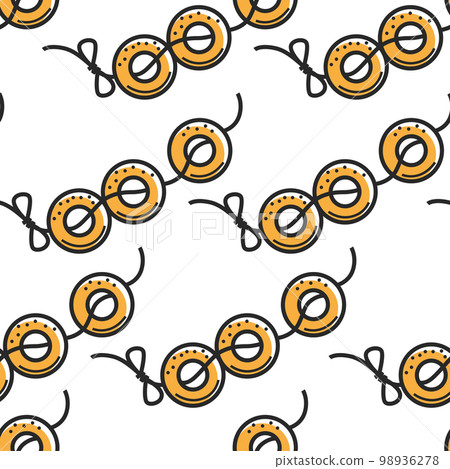 Russian bagels bakery or pastry food buns with holes seamless pattern 98936278