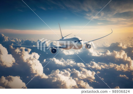 Airplane flying in the sky . Passenger airline travel and tourism Airplane flying in the sky . Passenger airline travel and tourism 98936824