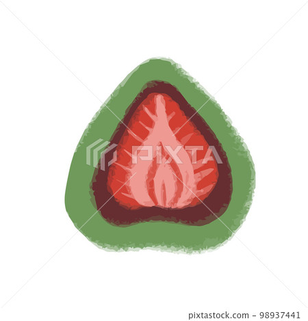Isolated hand drawn illustration of Japanese style dessert, ichigo daifuku Isolated hand drawn illustration of Japanese style dessert, ichigo daifuku 98937441