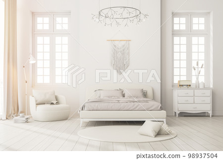 Modern classic style luxury white bedroom 3d render 98937504