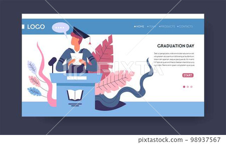 School college or university graduation student in academic hat and mantle School college or university graduation student in academic hat and mantle 98937567
