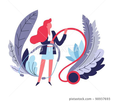 Health insurance abstract concept woman and stethoscope 98937693