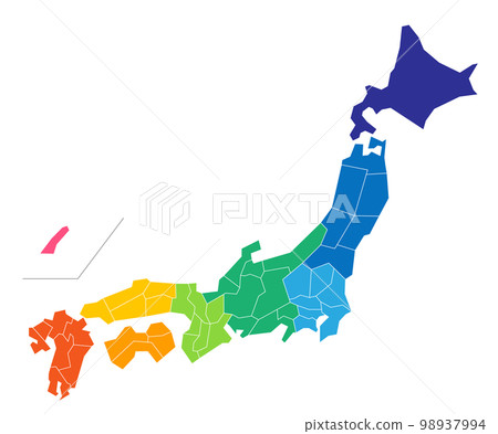 日本地圖素材 高品質高清線描 空白地圖 日本列島 98937994