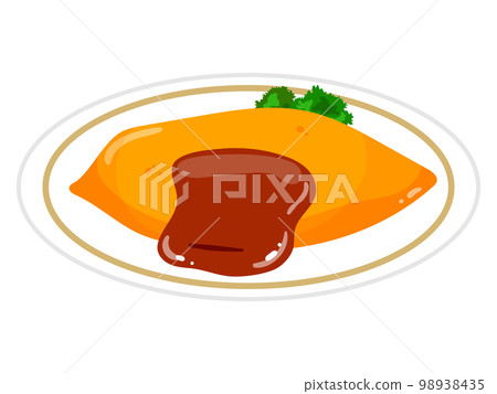 Vector illustration of omelet with ketchup, omelet rice 98938435