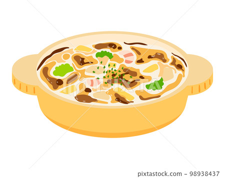 Vector illustration of gratin with shrimp, macaroni, etc. 98938437