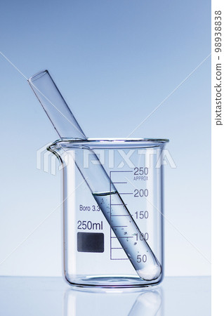 Laboratory research concept. Scientific laboratory glassware with liquid. Laboratory research concept. Scientific laboratory glassware with liquid. 98938838