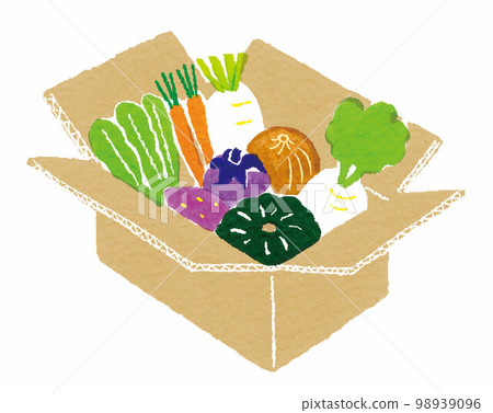 紙板手繪插圖中的各種美味蔬菜 98939096