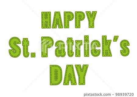 Happy St. Patricks day lettering. Green fabric with stitch. Vector illustration 98939720
