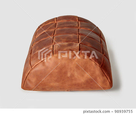 Handmade comfortable footstool cushion of terracotta genuine leather Handmade comfortable footstool cushion of terracotta genuine leather 98939755