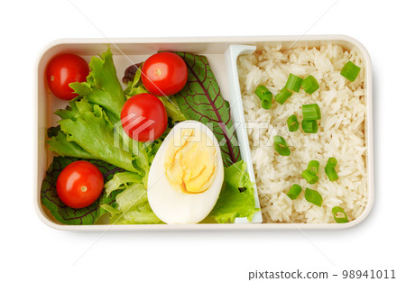 Healthy food delivery in take away box isolated on white background 98941011