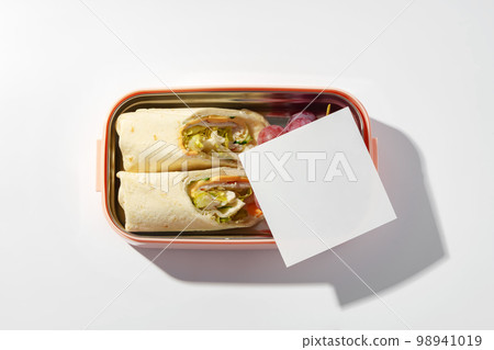 Healthy food delivery in take away box isolated on white background 98941019