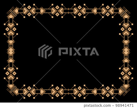 Art deco frame. Vintage linear border. Design a template for invitations, leaflets and greeting cards. Geometric golden frame. The style of the 1920s - 1930s. Vector illustration Art deco frame. Vintage linear border. Design a template for invitations, leaflets and greeting cards. Geometric golden frame. The style of the 1920s - 1930s. Vector illustration 98941471