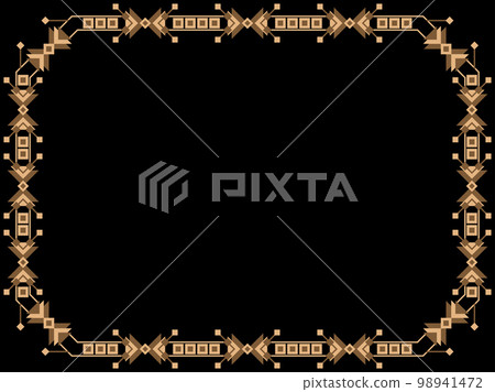 Art deco frame. Vintage linear border. Design a template for invitations, leaflets and greeting cards. Geometric golden frame. The style of the 1920s - 1930s. Vector illustration Art deco frame. Vintage linear border. Design a template for invitations, leaflets and greeting cards. Geometric golden frame. The style of the 1920s - 1930s. Vector illustration 98941472